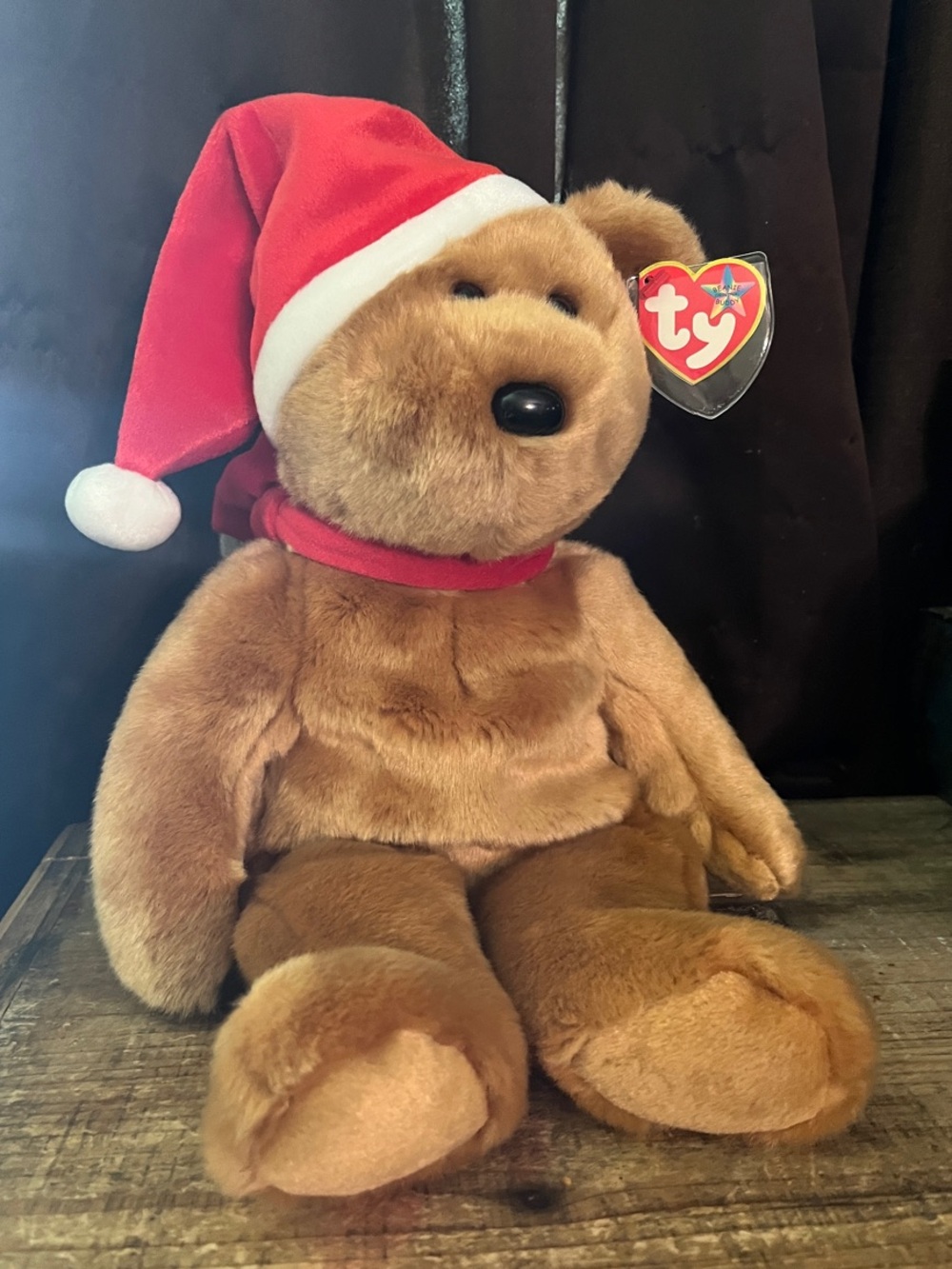 Ty Beanie Buddy “Holiday Teddy” with Red Santa Hat and Scarf